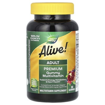 Alive!®, Adult Premium Gummies Multivitamin, Grape and Cherry, 90 Gummies