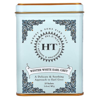HT Tea Blends, Winter White Earl Grey, 20 Sachets, 1.4 oz (40 g)
