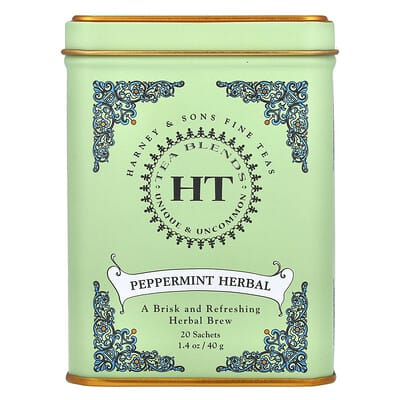 HT Tea Blends, Peppermint Herbal, Caffeine Free, 20 Sachets, 1.4 oz (40 g)