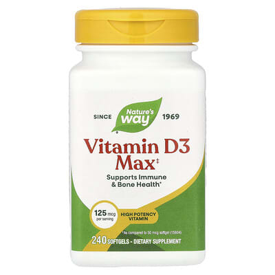Vitamin D3 Max, 125 mcg (5,000 IU), 240 Softgels