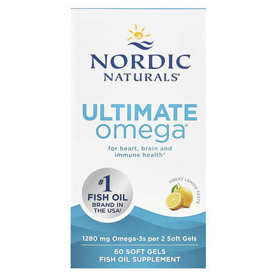 Ultimate Omega, Lemon, 60 мягких капсул (640 mg на капсулу)