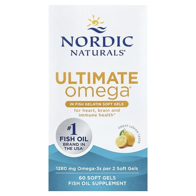 Nordic Naturals Ultimate Omega®, лимон, 60 мягких капсул (640 mg на капсулу)