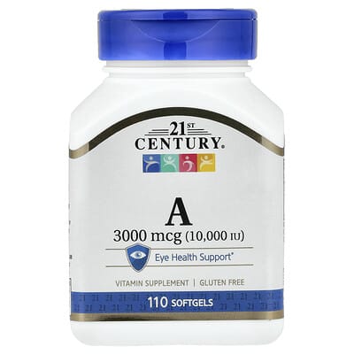 Витамин A, 3,000 mcg (10,000 IU), 110 мягких капсул