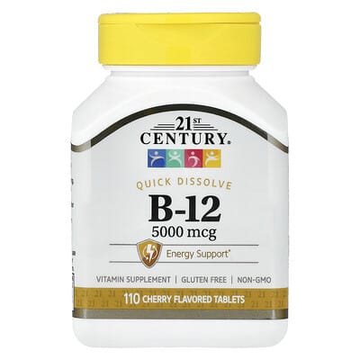 Витамин B-12, вишня, 5,000 mcg, 110 таблеток