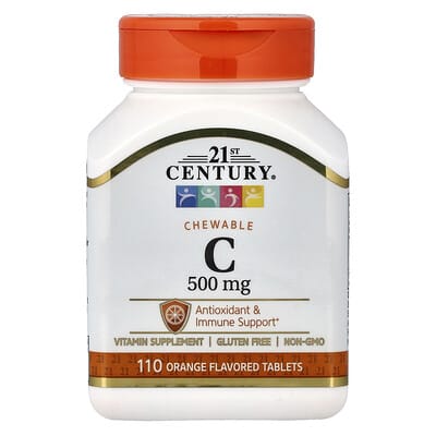 Жевательные витамины C, апельсин, 500 mg, 110 таблеток