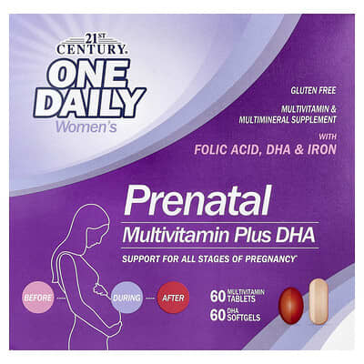 Prenatal Multivitamin Plus DHA, 2 Bottles, 60 Tablets / 60 Softgels