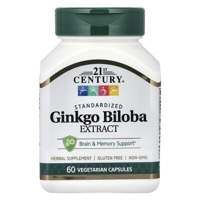 Ginkgo Biloba Extract, Standardized, 60 Vegetarian Capsules (60 mg per Capsule)