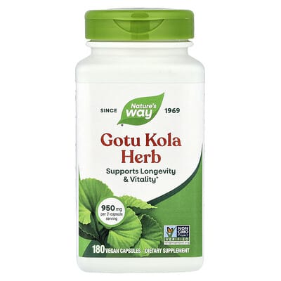 Трава Gotu Kola, 180 веганских капсул (475 mg на капсулу)