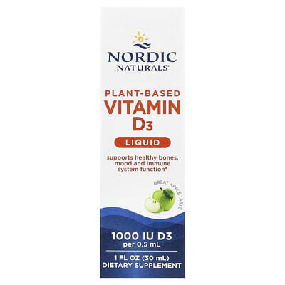 Vitamin D3 Liquid, Plant-Based, Great Apple, 1 fl oz (30 ml)