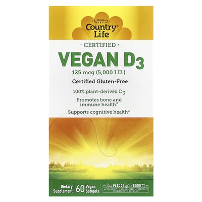 Certified Vegan D3, 125 mcg (5,000 IU), 60 Vegan Softgels