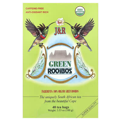 Green Rooibos, Caffeine-Free, 40 Tea Bags, 3.53 oz (100 g)