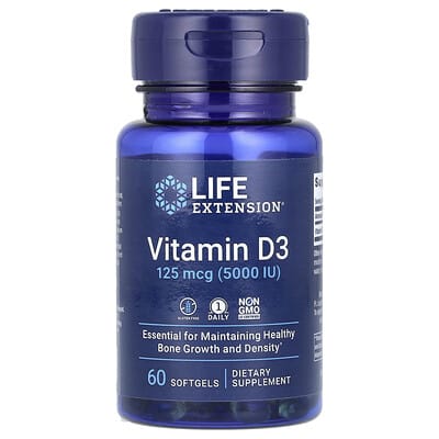Vitamin D3, 125 mcg (5,000 IU), 60 Softgels