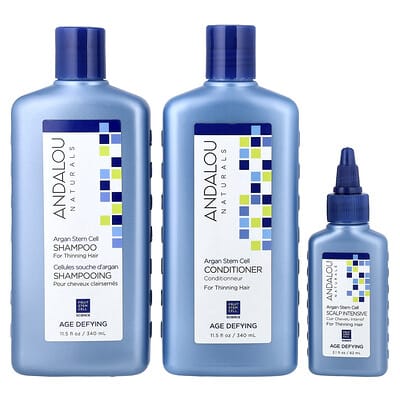 Набор для ухода за истонченными волосами Andalou Naturals Argan Stem Cell, Age Defying, 3 Piece Kit