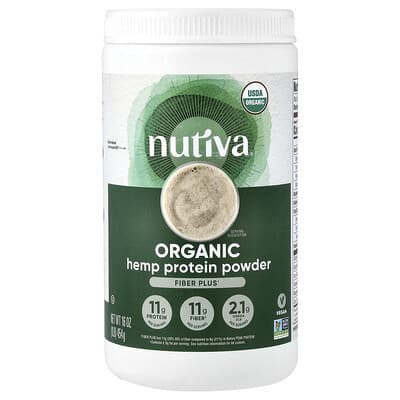 Nutiva органический протеин из конопли, Fiber Plus, 1 lb (454 g)