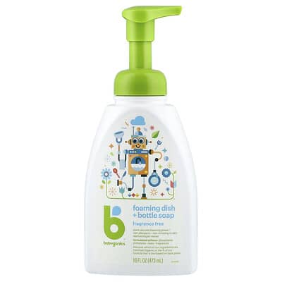 Foaming Dish + Bottle Soap, Fragrance Free, 16 fl oz (473 ml)