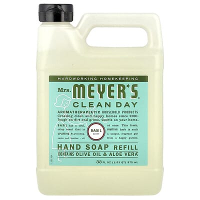 Hand Soap Refill, Basil, 33 fl oz (975 ml)
