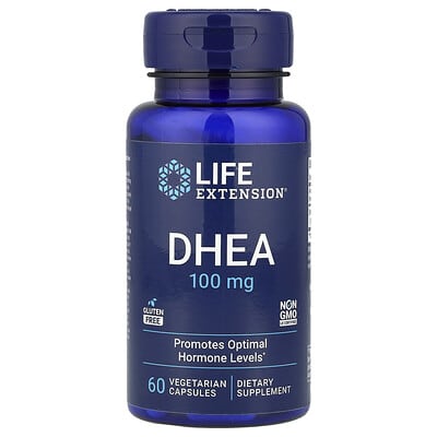 DHEA, 100 mg, 60 вегетарианских капсул