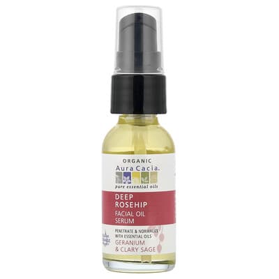 Organic Deep Rosehip Facial Oil Serum, Geranium & Clary Sage, 1 fl oz (30 ml)