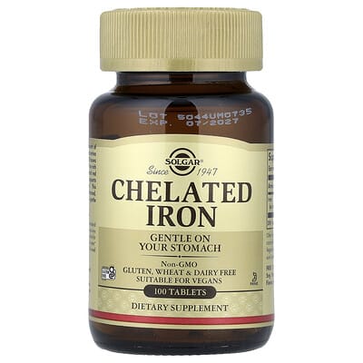 Chelated Iron, 100 Tablets (25 mg per Tablet)