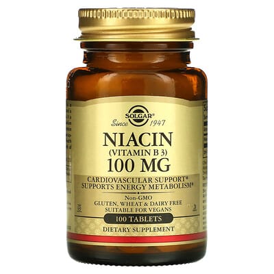Ниацин (Vitamin B3), 100 mg, 100 таблеток, Solgar