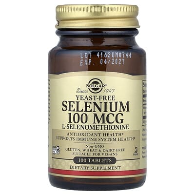 Селен, без дрожжей, 100 mcg, 100 таблеток