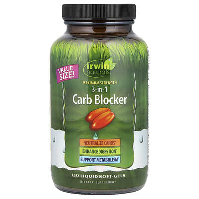 3-in-1 Carb Blocker®, максимальная сила, 150 жидких мягких капсул