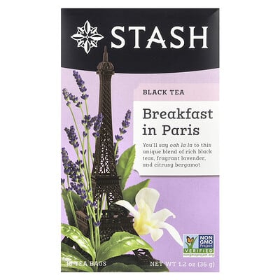 Stash Tea Черный чай Breakfast in Paris, 18 чайных пакетиков, 1.2 oz (36 g)
