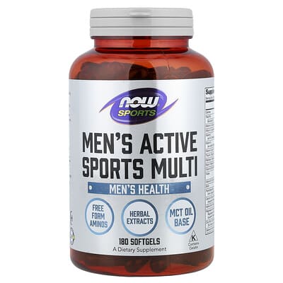 NOW Foods Sports, Мужской активный комплекс, 180 мягких капсул