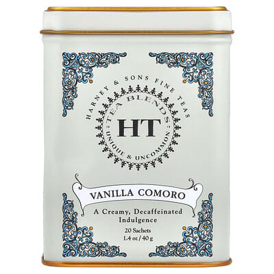 HT Tea Blends, Vanilla Comoro, Decaffeinated, 20 Tea Sachets, 1.4 oz (40 g)
