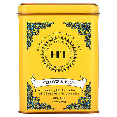 HT Tea Blends, Yellow & Blue, Caffeine Free, 20 Sachets, 1.4 oz (40 g)