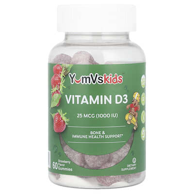 Vitamin D3 Gummies, Strawberry, 60 Gummies