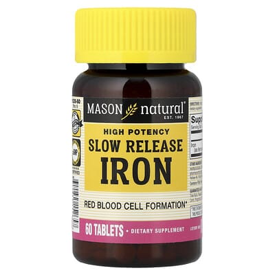 Slow Release Iron, High Potency, 60 Tablets (50 mg per Tablet)