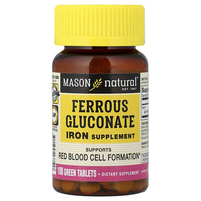 Ferrous Gluconate, 100 Green Tablets (27 mg per Tablet)