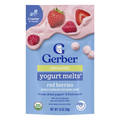 Йогурт Gerber Organic Yogurt Melts®, 8+ месяцев, красные ягоды, 1 oz (28 g)