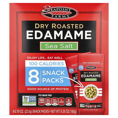 Dry Roasted Edamame, Sea Salt, 8 Snack Packs, 0.79 oz (22.5 g) Each