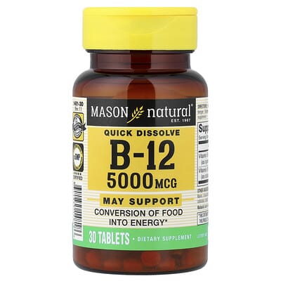 Быстрорастворимый витамин B-12, 5,000 mcg, 30 таблеток