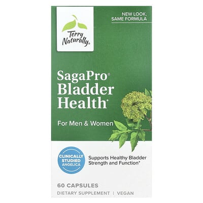 Terry Naturally SagaPro®, для здоровья мочевого пузыря, для мужчин и женщин, 60 капсул (100 mg на капсулу)