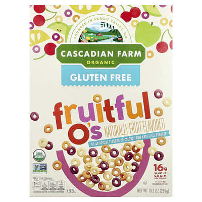 Сухие завтраки Organic Fruitful O's Cereal, 10.2 oz (289 g) Cascadian Farm