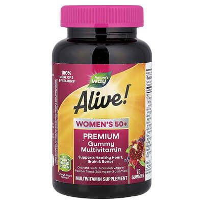 Alive!® Мультивитамины в мармеладе для женщин 50+, вишня и виноград, 75 шт