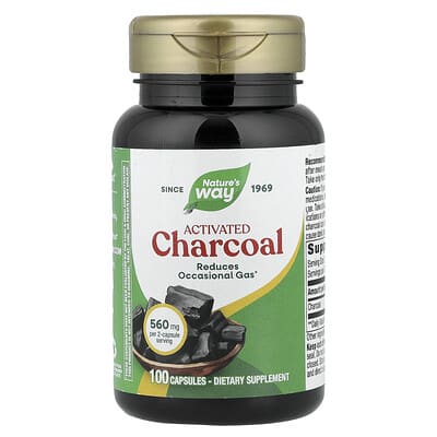 Activated Charcoal, 100 Capsules (280 mg per Capsule)