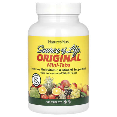 Source of Life®, Original Mini-Tabs, Multivitamin & Mineral Supplement, Iron-Free, 180 Tablets