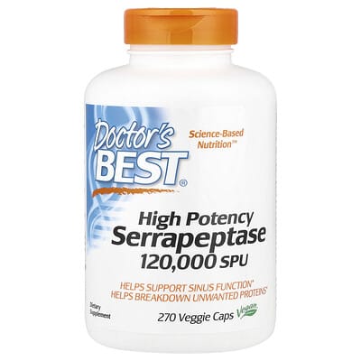 High Potency Serrapeptase, 120,000 SPU, 270 Veggie Caps
