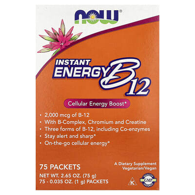 Instant Energy B12, 75 пакетов, 0.035 oz (1 g) каждый