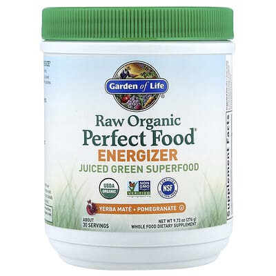 Raw Organic Perfect Food® Energizer, Yerba Mate - Гранат, 9.73 oz (276 g)