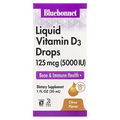 Жидкие витамины D3, цитрус, 125 mcg (5,000 IU), 1 fl oz (30 ml)
