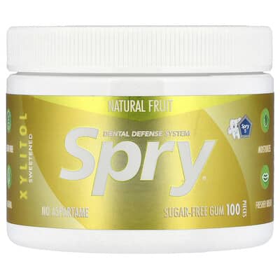 Spry®, Sugar-Free Chewing Gum, Natural Fruit, 100 Pieces