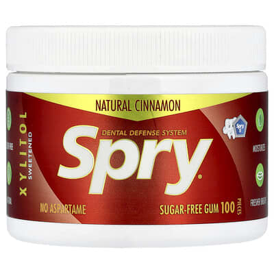 Spry®, Chewing Gum, Natural Cinnamon, 100 Pieces