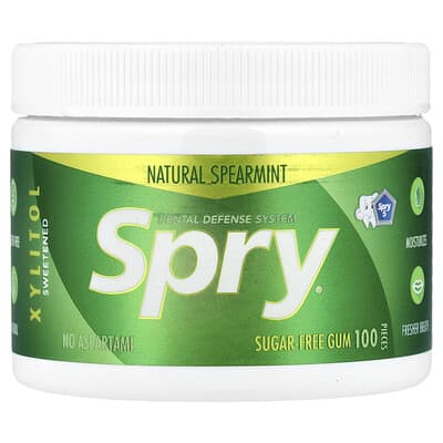 Spry®, Sugar-Free Gum, Natural Spearmint, 100 Pieces