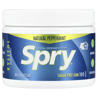 Spry®, жевательная резинка с ксилитом, без сахара, натуральная мята, 100 шт.