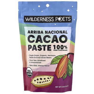 Organic Arriba Nacional Cacao Paste, Dark Chocolate, 8 oz (226 g)